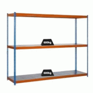 PROREGAL Étagère pour charges lourdes METAL BEAST THREE | HxLxP 200x180x45cm | Charge du compartiment 600kg | Bleu-orange - bleu métal PR_RS16-12 PROREGAL Étagère pour charges lourdes METAL BEAST THREE | HxLxP 200x180x45cm | Charge du compartiment 600kg | Bleu-orange - bleu métal PR_RS16-12
