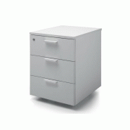 Caisson à roulettes mobile 3 tiroirs en bois blanc - poignées en mélaminé - Compatible Forma5 Caisson à roulettes mobile 3 tiroirs en bois blanc - poignées en mélaminé - Compatible Forma5