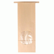 Sachet kraft à fenêtre et barrette de fermeture intégrée 9+6x25cm - par 50