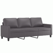 VidaXL Canapé à 3 places Gris 180 cm Similicuir Modèle Quervelionne - Matériau naturel 359144