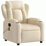 VidaXL Fauteuil de massage inclinable Crème Tissu Modèle Ferviora - 8721012200708