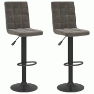 VidaXL Tabourets De Bar Lot De 2 Gris Foncé Velours - gris 335764