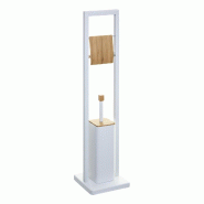 WellHome - Porte-Rouleau avec Brosse WC 'Natureo' couleur Blanc Fonctionnel Ø20x60cm - WH13994