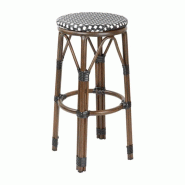 ​​​​​​​​​​​​​​​​​​​​​Lot de 2 tabourets de bar empilables, motifs chevrons, structure en aluminium finition bois foncé, assise r ​​​​​​​​​​​​​​​​​​​​​Lot de 2 tabourets de bar empilables, motifs chevrons, structure en aluminium finition bois foncé, assise r