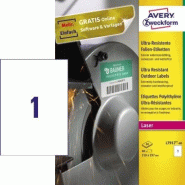 Avery Zweckform 40 étiquettes ultra-résistantes Laser blanches, format 210 x 297 mm (40 feuilles / cdt) - L7917-40