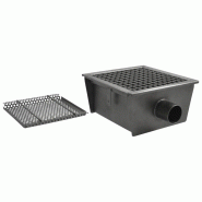 Caniveau avec caillebotis, sortie horizontale ø 63 mm et filtre, 500x300x150 mm - VIRTUS - 0615402890359