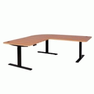 Décoshop26 - Bureau d'angle table d'ordinateur réglable en hauteur électriquement 178 x 178 cm HDF couleur chêne pieds acier noir 04_0006020 - noi Décoshop26 - Bureau d'angle table d'ordinateur réglable en hauteur électriquement 178 x 178 cm HDF couleur chêne pieds acier noir 04_0006020 - noi