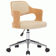 Décoshop26 - Chaise de bureau sur roulettes pivotante hauteur réglable bois courbé métal et PVC crème DEC025138 - beige métal 3000255083244 Décoshop26 - Chaise de bureau sur roulettes pivotante hauteur réglable bois courbé métal et PVC crème DEC025138 - beige métal 3000255083244
