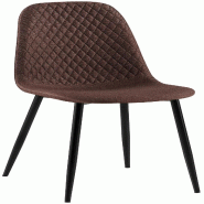 Décoshop26 - Chaise de salle à manger x1 coutures décoratives losanges assise en tissu marron pieds métal noir mat 10_0007558 - marron métal 3000 Décoshop26 - Chaise de salle à manger x1 coutures décoratives losanges assise en tissu marron pieds métal noir mat 10_0007558 - marron métal 3000