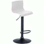 Décoshop26 - Tabouret de bar x1 avec repose-pieds pivotant dossier incurvé en plastique blanc et métal noir 10_0004932 - blanc 3000252363141 Décoshop26 - Tabouret de bar x1 avec repose-pieds pivotant dossier incurvé en plastique blanc et métal noir 10_0004932 - blanc 3000252363141