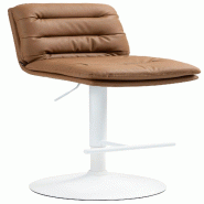 Décoshop26 - Tabouret de bar x1  repose-pieds et dossier assise rembourré en PVC marron clair et métal blanc 10_0006883 - marron métal 3000265821492