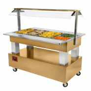 Diamond - Buffet chauffant, bain marie, 4x GN 1/1-150 (Bois Chêne clair) - réf. BBM/4N-D1 - inox AKS-BBM/4N-D1