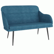 Helloshop26 - Banc banquette 110 x 76 x 80 cm velours bleu 02_0010631 - bleu métal 3000585247767