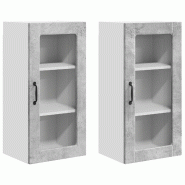Helloshop26 - Lot de 2 armoires murales de cuisine design moderne pratique 40 x 31 x 80 cm en bois d'ingénierie gris béton 02_0054011 - gris Bois ma