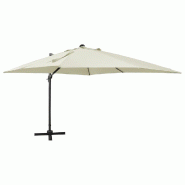 Helloshop26 - Parasol meuble de jardin déporté avec mât et lumières led 300 cm sable 02_0008533 - aluminium 3000455447761