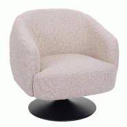 Mendler Fauteuil lounge HWC-J76, fauteuil cocktail pivotant, tissu bouclé métal ~ crème-beige - beige textile 83069