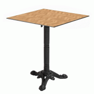 Oviala Business Table bistrot de jardin carrée inclinable 60 cm 4 places chevron - marron métal 115827