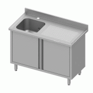 Plonge sur armoire inox adossée avec 1 bac à gauche portes battante... - P934506140