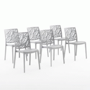 RATTATAN Set 6 Chaises en polypropylène avec fibre de verre empilables pour extérieur et jardin, bar et restaurant, cuisine design moderne - DAFNE - RATTATAN Set 6 Chaises en polypropylène avec fibre de verre empilables pour extérieur et jardin, bar et restaurant, cuisine design moderne - DAFNE -