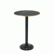RestooTab - Mange-debout Versailles Ø50cm décor marbre samas chants couleur laiton - noir fonte TB-VRSFF-R50M-MB.SAMA-LAI