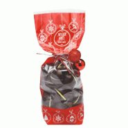 Sachet transparent fond polypro Joyeux Noël rouge 10x4x22cm - par 100