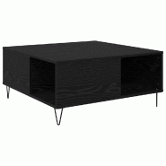 VidaXL Table basse Chêne noir 80 x 80 x 36,5 cm Bois d'ingénierie Modèle Luna Chic Plus - 881668