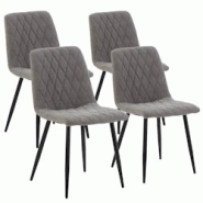 VS Venta-stock Pack 4 chaises Abril recouvertes de tissu gris - gris polyester I22084