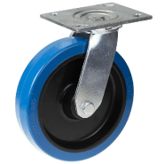 Roulette pivotante de 200 mm avec caoutchouc élastique bleu sur roue centrale en nylon Roulette pivotante de 200 mm avec caoutchouc élastique bleu sur roue centrale en nylon