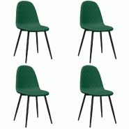 Chaises à manger lot de 4 Vert foncé Velours Modèle Kersia - 325659