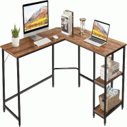 COSTWAY Bureau en L, avec Étagères, en Bois, pour PC et Portable, d'Angle - marron Bois manufacturé ON32612OR