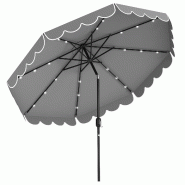 COSTWAY Parasol 300cm avec LED, manivelle, 8 nervures et volant, inclinable 35°, marché, gris. - gris métal ZB35314SD COSTWAY Parasol 300cm avec LED, manivelle, 8 nervures et volant, inclinable 35°, marché, gris. - gris métal ZB35314SD