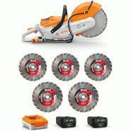 Découpeuse à batterie TSA 300 avec 5 disques diamants MXE Ø 300 mm + 2 batteries et 1 chargeur - STIHL - TSA300.0+POWER-BOX-300+MXE300/20