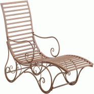 Décoshop26 - Chaise longue pour jardin transat en métal marron vieilli MDJ10212 - marron métal 3001491069603