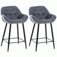 Décoshop26 - Lot de 2 tabourets de bar chaises hautes assise effet capitonnée en tissu gris et métal noir 10_0004165 - gris 3000251961799 Décoshop26 - Lot de 2 tabourets de bar chaises hautes assise effet capitonnée en tissu gris et métal noir 10_0004165 - gris 3000251961799