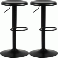 Décoshop26 - Set de 2 tabourets de bar hauteur réglable avec repose-pieds design moderne en métal noir 10_0005559 - noir métal 3000265091512