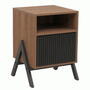 Décoshop26 - Table de chevet avec tiroir et compartiment ouvert meuble d'appoint 59x40x40 cm en MDF et pieds en V métal 04_0009214 - métal 30002673