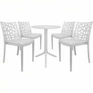 Ensemble de 4 chaises Matrix avec table ronde Spritz blanche - blanc plastique polypropylène 8050054388694
