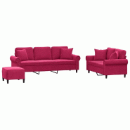 Ensemble de canapés 3 pcs avec coussins rouge bordeaux velours Modèle Pervionis - 8721012072510