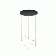 Fabas Luce Suspension Susa Ø500 Mm Led 40 W 3540 Lm 3000 K Dimmable En Métal Noir Et Laiton - Structure Élégante Ip20 Classe 1 - multicolore 80192