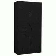 Helloshop26 - Armoire de bureau avec casier et 3 étagères réglables 90 x 40 x 180 cm design moderne en acier noir 02_0046913 - noir acier 300023449