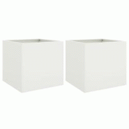 Helloshop26 - Jardinière bac lit surélevé plantes fleurs jardin terrasses lot de 2 49 x 47 x 46 cm acier blanc 02_0038985 - 3000217981946