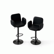 Helloshop26 - Lot de 2 tabourets de bar pivotants réglables 52 x 55 x 89-110 cm confort ergonomique moderne en cuir artificiel noir 20_0018121 - 3000 Helloshop26 - Lot de 2 tabourets de bar pivotants réglables 52 x 55 x 89-110 cm confort ergonomique moderne en cuir artificiel noir 20_0018121 - 3000