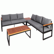 Mendler Garniture de jardin HWC-L26, Gartenlounge Lounge-Set Sitzgruppe Sofa, Aluminium Acacia Holz MVG-zertifiziert ~ dunkelgrau - gris Bois massif 9