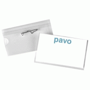 PAVO Boite de 50 badges PVC avec épingle, 40x60mm - 8717448007776