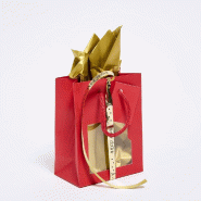 Sac luxe gauffré rouge fenêtre poignées papier rouge 11,4x6,4x14,6 cm - par 20