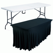 Table pliante 8 places et nappe drapée noire