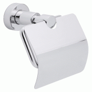 Tesa Loxx Dérouleur Papier toilette avec Couvercle, finition brillante Métal Chromé, adhésif, technologie sans Percer, 68 mm x 140 mm x 140 mm - a