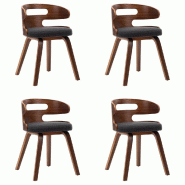 VidaXL Chaises à manger lot de 4 gris foncé bois courbé et tissu Modèle Vega Focus - 278850