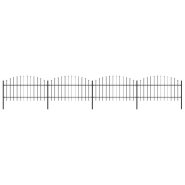 Vidaxl clôture de jardin à dessus en lance acier (1-1,25)x6,8 m noir 277724