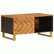 VidaXL Table basse marron et noir 80x50x40 cm bois de massif manguier Modèle Aurore Moderne - 356787